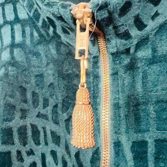 Silver Threads Velour Track Jacket Reptile Print Tassel Jewel Green Gold - 2XP - Picture 5 of 8